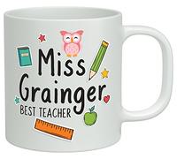 Shopagift Personalised Any Name Best Teacher White 10oz Novelty Gift Mug Cup, Gifts for Teachers & Teaching Assistants Thank You Present Ideas