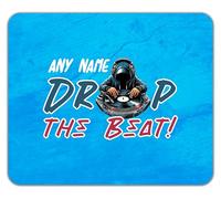 Shopagift Personalised Any Name Drop the Beat DJ Deejay Decks Mouse Mat Pad 24cm x 19cm