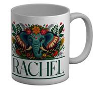 Shopagift Personalised Any Name Elephant Jungle Wildlife Mug White 11oz Large Ceramic Cup