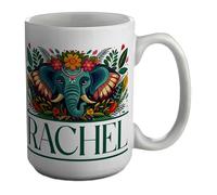 Shopagift Personalised Any Name Elephant Jungle Wildlife Mug White 15oz Large Ceramic Cup