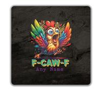 Shopagift Personalised Any Name F-CAW-F Chicken Funny 2 Pack Coasters - 9cm x 9cm
