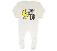 Shopagift Personalised Any Name First Eid Baby Grow Romper Suit Islam Muslim Festival Moon Stars Boys Girls White