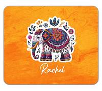 Shopagift Personalised Any Name Floral Mandala Elephant Mouse Mat Pad 24cm x 19cm