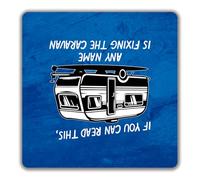 Shopagift Personalised Any Name is Fixing the Caravan Funny 2 Pack Coasters - 9cm x 9cm