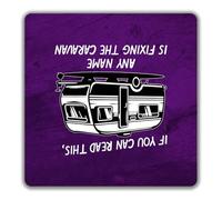 Shopagift Personalised Any Name is Fixing the Caravan Funny 2 Pack Coasters - 9cm x 9cm