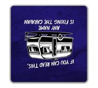 Shopagift Personalised Any Name is Fixing the Caravan Funny 2 Pack Coasters - 9cm x 9cm