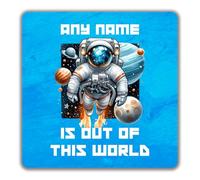 Shopagift Personalised Any Name is Out of this World Space 2 Pack Coasters - 9cm x 9cm
