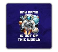 Shopagift Personalised Any Name is Out of this World Space 2 Pack Coasters - 9cm x 9cm