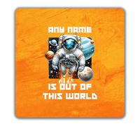 Shopagift Personalised Any Name is Out of this World Space 2 Pack Coasters - 9cm x 9cm