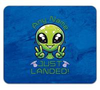 Shopagift Personalised Any Name Just Landed Funny Alien UFO Mouse Mat Pad 24cm x 19cm