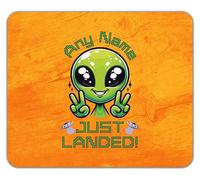 Shopagift Personalised Any Name Just Landed Funny Alien UFO Mouse Mat Pad 24cm x 19cm