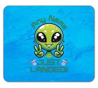 Shopagift Personalised Any Name Just Landed Funny Alien UFO Mouse Mat Pad 24cm x 19cm