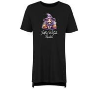 Shopagift Personalised Any Name Little Witch Halloween Women's Nightie Night Shirt Black