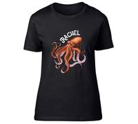 Shopagift Personalised Any Name Octopus Sea Ocean Alien Womens T-Shirt Ladies Tee Black