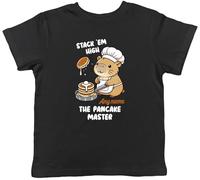 Shopagift Personalised Any Name Pancake Master Capybara Kids T-Shirt Childrens Tee Boys Girls Black