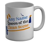 Shopagift Personalised Any Name Queen of The Clean Scene Mug White 11oz Large Ceramic Cup