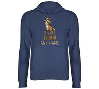 Shopagift Personalised Any Name Stable Legend Horse Lover Hoodie Unisex Hoody Hooded Top Navy Blue