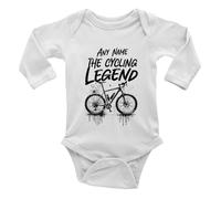 Shopagift Personalised Any Name the Cycling Legend Bicycle Baby Grow Vest Bodysuit Boys Girls L/S