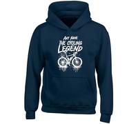 Shopagift Personalised Any Name the Cycling Legend Bicycle Kids Hoodie Hoody Hooded Top Boys Girls Navy Blue