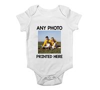 Shopagift Personalised Any Photo Printed Here Baby Grow Vest Bodysuit White - Custom Clothing Boys Girls - Photograph Image Newborn Gifts for Baby Shower Baby Arrival & Pregnancy Announcement Reveal