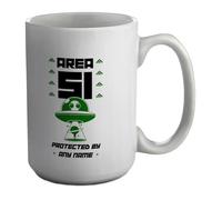 Shopagift Personalised Area 51 Protected by Any Name Age Mug White 15oz Large Ceramic Cup