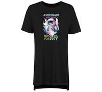 Shopagift Personalised Astronaut Reporting for Duty Space Women's Nightie Night Shirt Black