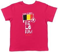 Shopagift Personalised Belgium Football Kids T-Shirt Bring it Home Soccer Fan Supporter Childrens Tee Boys Girls Pink