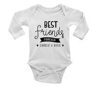 Shopagift Personalised Best Friends Forever Baby Grow Vest Bodysuit Any Names Friendship Boys Girls L/S