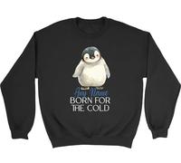 Shopagift Personalised Born for the Cold Arctic Penguin Sweatshirt Unisex Jumper Black