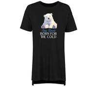 Shopagift Personalised Born for the Cold Arctic Polar Bear Women's Nightie Night Shirt Black