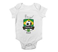 Shopagift Personalised Brazil Football World Cup Baby Grow Vest Bodysuit Gift