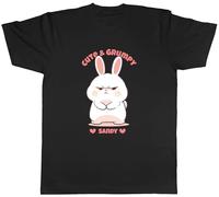 Shopagift Personalised Bunny Cute & Grumpy Mens T-Shirt Rabbit Bunnies Tee Black
