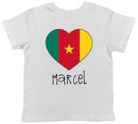 Shopagift Personalised Cameroon Football Nation Flag Childrens Kids T-Shirt White
