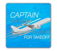 Shopagift Personalised Captain Any Name Cleared for Takeoff 2 Pack Coasters - 9cm x 9cm