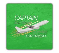 Shopagift Personalised Captain Any Name Cleared for Takeoff 2 Pack Coasters - 9cm x 9cm