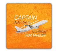 Shopagift Personalised Captain Any Name Cleared for Takeoff 2 Pack Coasters - 9cm x 9cm