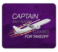 Shopagift Personalised Captain Any Name Cleared for Takeoff Mouse Mat Pad 24cm x 19cm