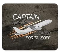 Shopagift Personalised Captain Any Name Cleared for Takeoff Mouse Mat Pad 24cm x 19cm