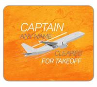 Shopagift Personalised Captain Any Name Cleared for Takeoff Mouse Mat Pad 24cm x 19cm