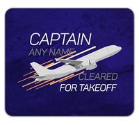 Shopagift Personalised Captain Any Name Cleared for Takeoff Mouse Mat Pad 24cm x 19cm
