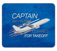 Shopagift Personalised Captain Any Name Cleared for Takeoff Mouse Mat Pad 24cm x 19cm