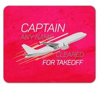 Shopagift Personalised Captain Any Name Cleared for Takeoff Mouse Mat Pad 24cm x 19cm