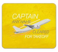 Shopagift Personalised Captain Any Name Cleared for Takeoff Mouse Mat Pad 24cm x 19cm