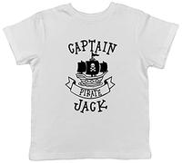 Shopagift Personalised Captain Pirate with Skull & Bone Ship Childrens Kids T-Shirt White
