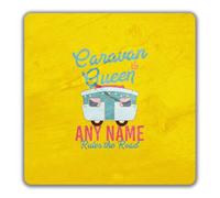 Shopagift Personalised Caravan Queen Name Rules the Road 2 Pack Coasters - 9cm x 9cm