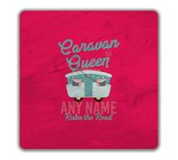 Shopagift Personalised Caravan Queen Name Rules the Road 2 Pack Coasters - 9cm x 9cm