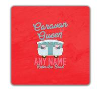 Shopagift Personalised Caravan Queen Name Rules the Road 2 Pack Coasters - 9cm x 9cm