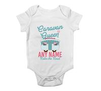 Shopagift Personalised Caravan Queen Name Rules the Road Baby Grow Vest Bodysuit Boys Girls