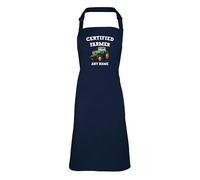 Shopagift Personalised Certified Farmer Green Farm Tractor Adult Apron for Cooking BBQ Chef DIY Kitchen - Navy