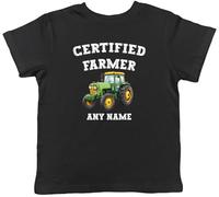 Shopagift Personalised Certified Farmer Green Farm Tractor Kids T-Shirt Childrens Tee Boys Girls